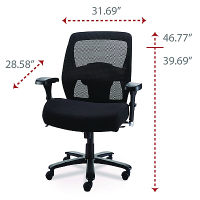 Alera Faseny Series Big and Tall Manager Chair, Supports Up to 400 lbs, 17.48" to 21.73" Seat Height, Black Seat/Back/Base (ALEFN44B14)