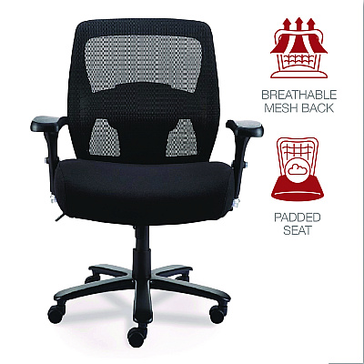 Alera Faseny Series Big and Tall Manager Chair, Supports Up to 400 lbs, 17.48" to 21.73" Seat Height, Black Seat/Back/Base (ALEFN44B14)