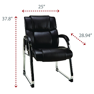 Alera Hildred Series Guest Chair, 25" x 28.94" x 37.8", Black Seat, Black Back, Chrome Base (ALEHD4319)