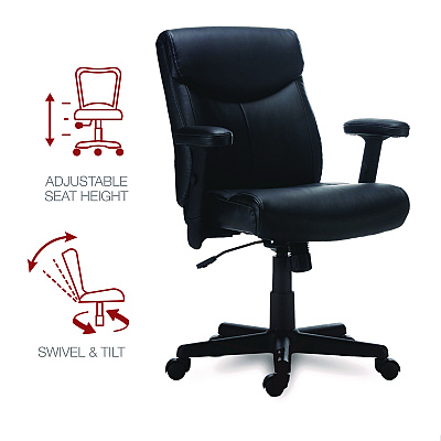 Alera Harthope Leather Task Chair, Supports Up to 275 lb, Black Seat/Back, Black Base (ALEHH42B19)