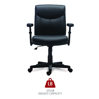 Alera Harthope Leather Task Chair, Supports Up to 275 lb, Black Seat/Back, Black Base (ALEHH42B19)