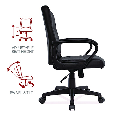 Alera Breich Series Manager Chair, Supports Up to 275 lbs, 16.73" to 20.39" Seat Height, Black Seat/Back, Black Base (ALEBC42B19)