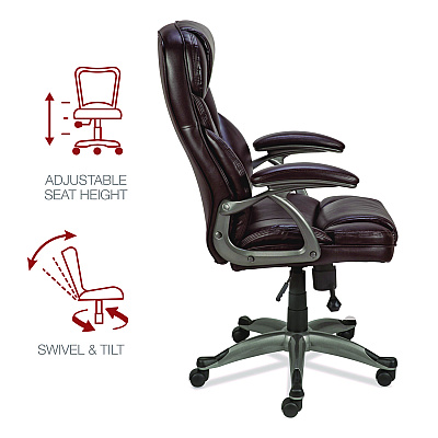 Alera Birns Series High-Back Task Chair, Supports Up to 250 lb, 18.11" to 22.05" Seat Height, Brown Seat/Back, Chrome Base (ALEBN41B59)