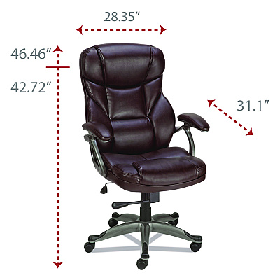 Alera Birns Series High-Back Task Chair, Supports Up to 250 lb, 18.11" to 22.05" Seat Height, Brown Seat/Back, Chrome Base (ALEBN41B59)