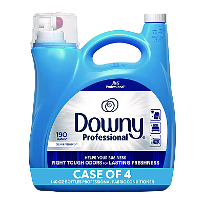Downy Commercial Liquid Fabric Softener, Clean and Fresh Scent, 140 oz Pour Bottle, 4/Carton (PGC14121)