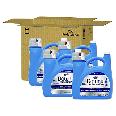 Downy Commercial Liquid Fabric Softener, Clean and Fresh Scent, 140 oz Pour Bottle, 4/Carton (PGC14121)