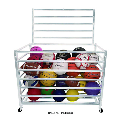 Champion Sports Economy Locking Ball Carrier, Metal, 264 lb Capacity, 23" x 45" x 32", White (EBLXX)