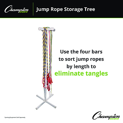 Champion Sports Jump Rope Storage Tree, 25.5" x 25.5" x 68.5", White (CSIJRSD)