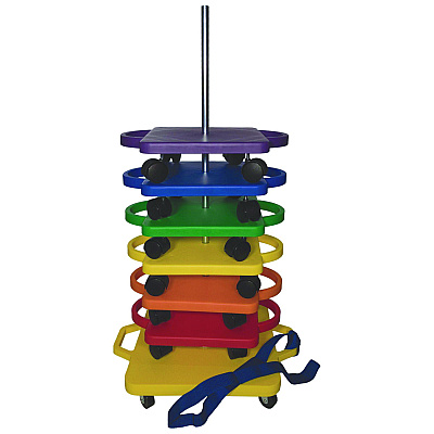 Champion Sports Scooter Stacker, Plastic, 176 lb Capacity, 21 x 16 x 39, Silver/Yellow (CSISX)