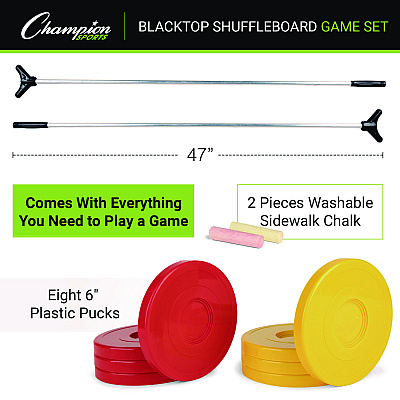 Champion Sports Economy Shuffleboard Set, 15-ft Court, Four 51" Cues, Eight Discs (CSISBA20)