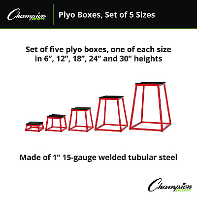 Champion Sports Plyo Box Set, 13", 15", 18", 21", 24", 5/Set (CSIPXBSET)