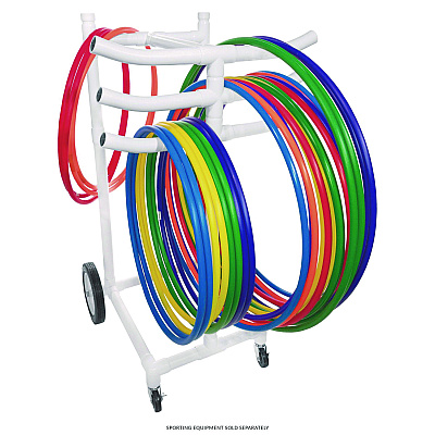 Champion Sports Hoop Storage Rack, Plastic, 176 lb Capacity, 26 x 22 x 49, White (CSIHCRACK)