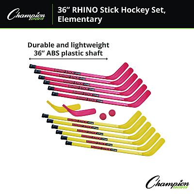 Champion Sports Indoor ABS Kids Hockey Set, 2 Pucks, 12 Sticks (CSIHS36SET)