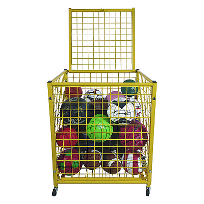 Champion Sports Half Size Lockable Ball Locker, Metal, 132 lb Capacity, 29 x 27 x 31, Yellow (CSILRCS)