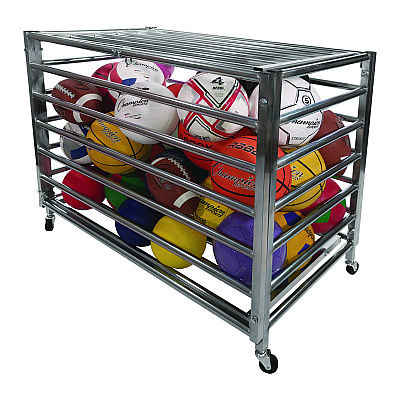Champion Sports Heavy Duty Lockable Ball Locker, Metal, 132 lb Capacity, 24 x 42 x 30, High-Polish Black (CSILBCXX)