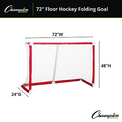 Champion Sports 72 Inch Floor Hockey Collapsible Goal, 24" x 72", 1.65" dia Frame (CSIFHG72)