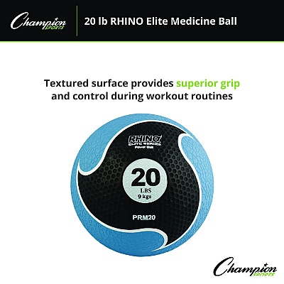 Champion Sports Rhino Elite Medicine Ball, 20 lb, Blue (CSIPRM20)