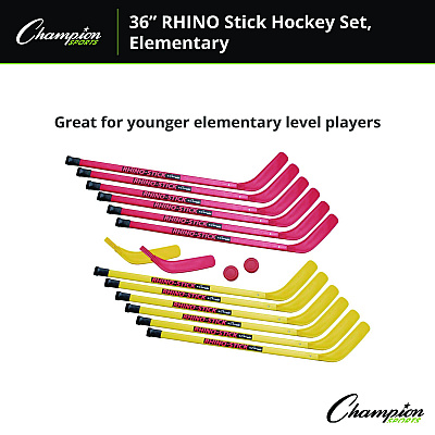 Champion Sports Indoor ABS Kids Hockey Set, 2 Pucks, 12 Sticks (CSIHS36SET)