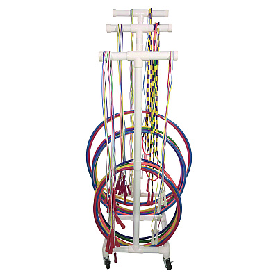 Champion Sports Jump Rope and Hoop Cart, Plastic, 19 x 28 x 69, White (CSIRHRACK)