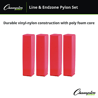 Champion Sports Line and End Zone Pylon Set, 18" x 4" dia, 4/Set (CSIFPYLSET)