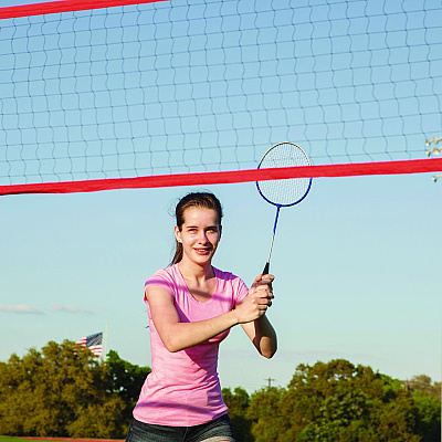 Champion Sports Deluxe Badminton Set, 20 ft Net with 4 Rackets, 2 Shuttlecocks (CSIDBSET)