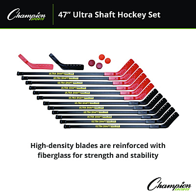 Champion Sports Ultra Shaft Hockey Set, Twelve 47' Hockey Sticks/Two Pucks/Two Balls/Two Extra Blades (CSIUS47SET)