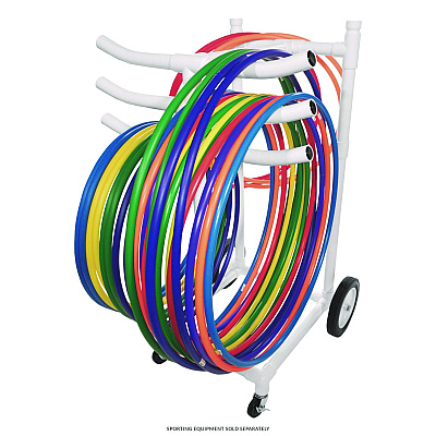 Champion Sports Hoop Storage Rack, Plastic, 176 lb Capacity, 26 x 22 x 49, White (CSIHCRACK)