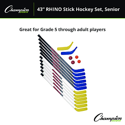 Champion Sports 43" Rhino Stick Hockey Set, 12 Sticks/2 Pucks/2 Balls/2 Extra Blades (CSIHS43SET)