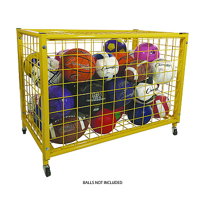 Champion Sports Full Size Lockable Ball Locker, Metal, 132 lb Capacity, 24 x 42 x 29.75, Yellow (CSILRCL)