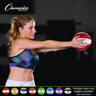 Champion Sports Rhino Leather Medicine Ball, 4 lb, Red/White (CSIMB4)
