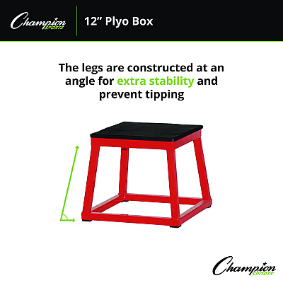 Champion Sports Plyo Box, 15" x 15", Plywood/Rubber/Steel, Red/Black (CSIPXB12)
