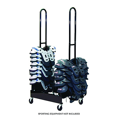 Champion Sports Mobile Two-Stack Shoulder Pad Rack, Metal, 176 lb Capacity, 24" x 30" x 69", Black (FBSPR2)