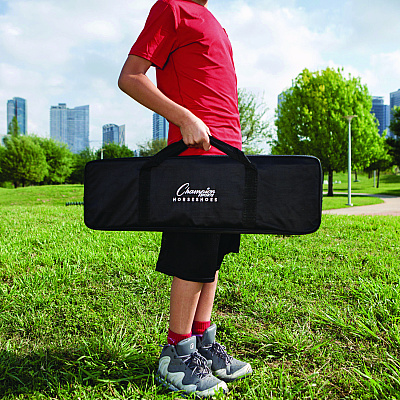 Champion Sports Deluxe Horseshoe Tournament Set, 4 Horseshoes/2 Stakes/Carry Bag/Rule Sheet (CSICG205)