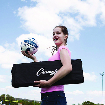 Champion Sports Deluxe Volleyball Set, Official-Size Volleyball, Volleyball Net (CSIVBSET)