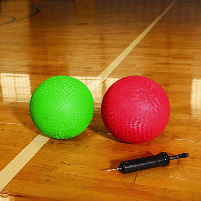 Champion Sports 8.5" Playground Ball Set with Pump, Assorted Colors, 6/Set (CSIPG85XSET)