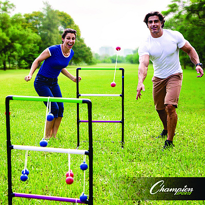 Champion Sports Ladder Ball Game Set, (2) 22" x 37.5" Ladders/(6) Bolas/Carry Bag (CSILGSTSET)