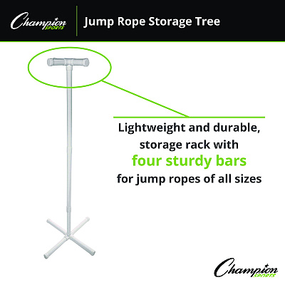 Champion Sports Jump Rope Storage Tree, 25.5" x 25.5" x 68.5", White (CSIJRSD)