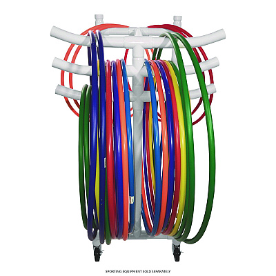 Champion Sports Hoop Storage Rack, Plastic, 176 lb Capacity, 26 x 22 x 49, White (CSIHCRACK)