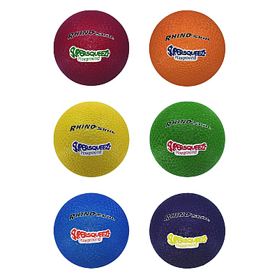 Champion Sports Rhino Skin Super Squeeze Playground Ball Set, 7.5" Diameter, Assorted Colors, 6/Set (CSISQPGSET)