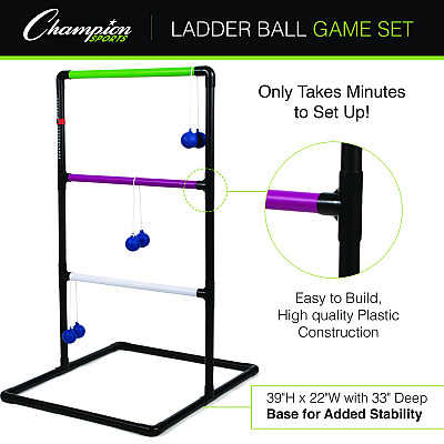 Champion Sports Ladder Ball Game Set, (2) 22" x 37.5" Ladders/(6) Bolas/Carry Bag (CSILGSTSET)