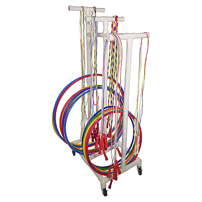Champion Sports Jump Rope and Hoop Cart, Plastic, 19 x 28 x 69, White (CSIRHRACK)
