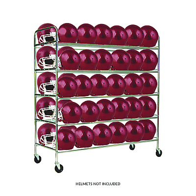 Champion Sports 60 Helmet Football Cart, Five Shelves, Metal, 176 lb Capacity, 24" x 61" x 65", Chrome (FBHC)