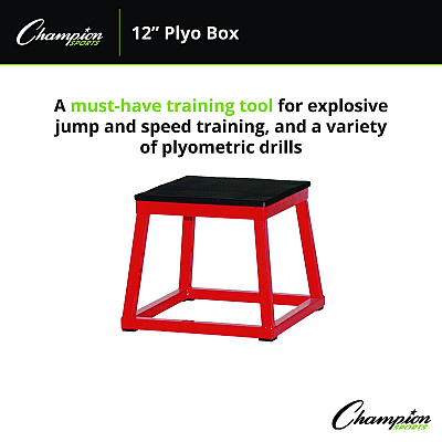Champion Sports Plyo Box, 15" x 15", Plywood/Rubber/Steel, Red/Black (CSIPXB12)