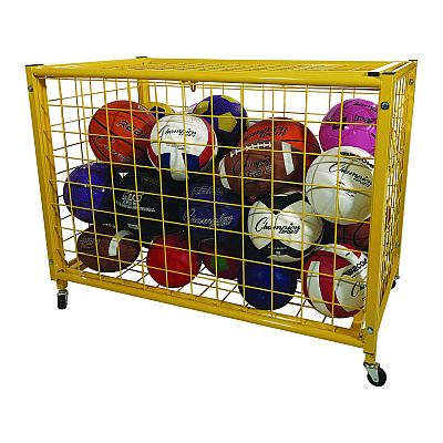Champion Sports Full Size Lockable Ball Locker, Metal, 132 lb Capacity, 24 x 42 x 29.75, Yellow (CSILRCL)