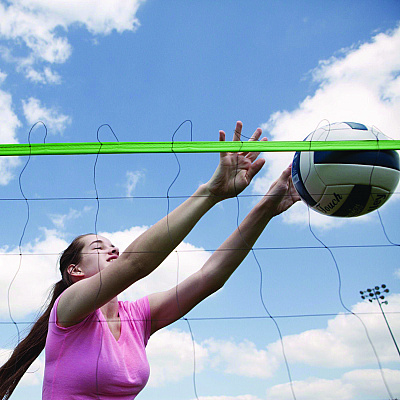 Champion Sports Deluxe Volleyball Set, Official-Size Volleyball, Volleyball Net (CSIVBSET)