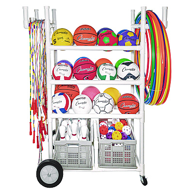 Champion Sports High Impact All-Terrain Heavy-Duty Cart, Plastic, 176 lb Capacity, 19 x 53 x 58, White (CSITWCART)
