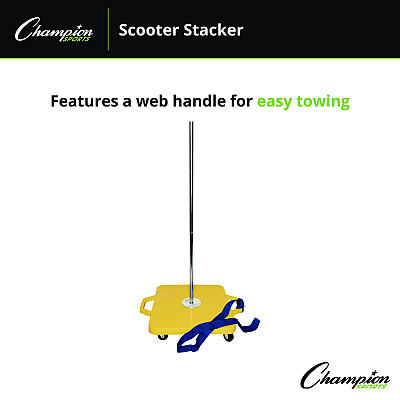 Champion Sports Scooter Stacker, Plastic, 176 lb Capacity, 21 x 16 x 39, Silver/Yellow (CSISX)