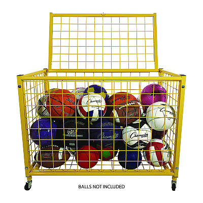Champion Sports Full Size Lockable Ball Locker, Metal, 132 lb Capacity, 24 x 42 x 29.75, Yellow (CSILRCL)