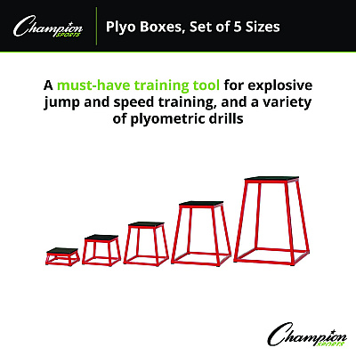 Champion Sports Plyo Box Set, 13", 15", 18", 21", 24", 5/Set (CSIPXBSET)