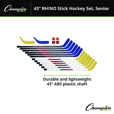 Champion Sports 43" Rhino Stick Hockey Set, 12 Sticks/2 Pucks/2 Balls/2 Extra Blades (CSIHS43SET)
